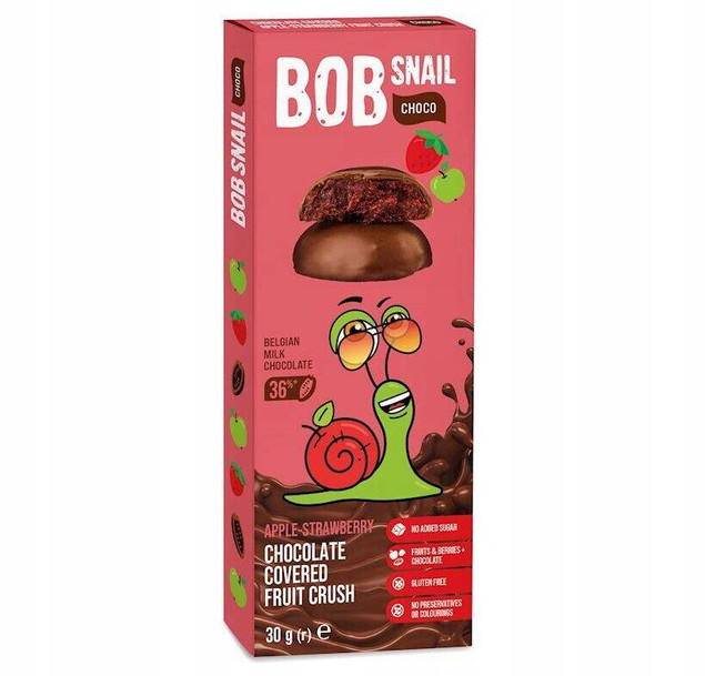 Bob Snail Ciasteczka Jabłko Truskawka W Czekoladzie 30g