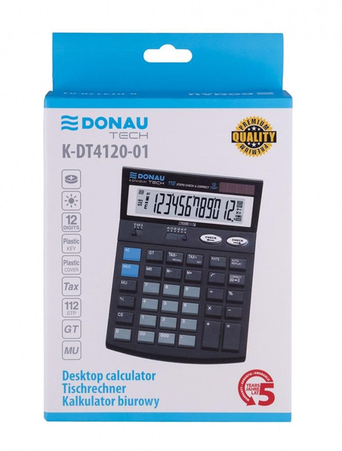 Kalkulator biurowy DONAU TECH K-DT4120-01 czarny 12 cyfr