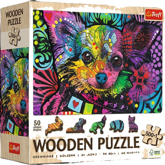 PUZZLE DREWNIANE 500+1 KOLOROWY SZCZENIAK TREFL