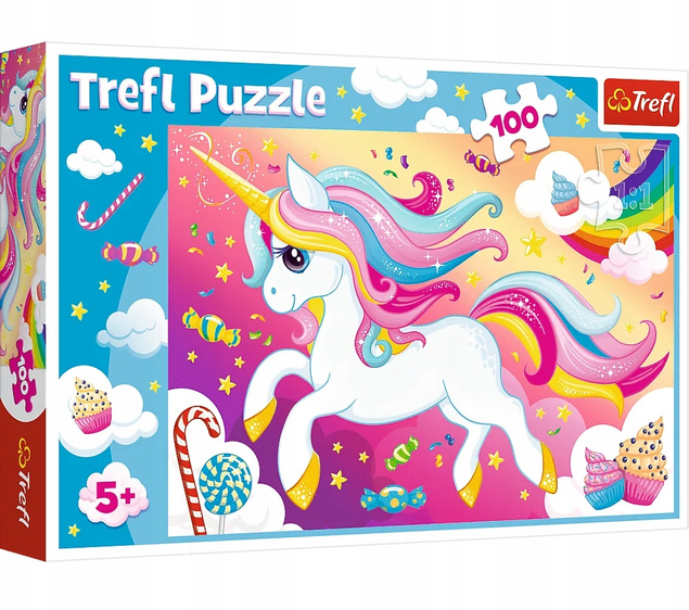 Puzzle 100 Układanka Piękny JEDNOROŻEC Koń Konik Tęcza 5+ Trefl