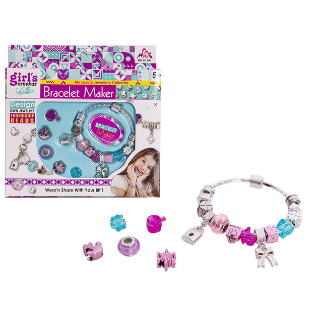 Kreatywny Zestaw do Robienia Bransoletek Charms DIY dla Dziewczynek 18 Elementów