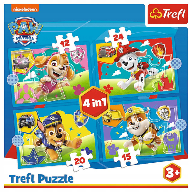 Puzzle 4w1 Układanka Pieski PSI PATROL Pies Psy Biegnące 3+ Trefl 34628