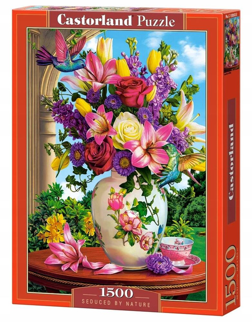 Puzzle 1500 Układanka Natura KWIATY Ptak Koliber Kolory Widok 9+ Castorland