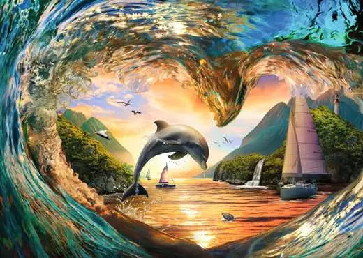 Puzzle Delfin o zachodzie słońca 1000 elementów Ravensburger