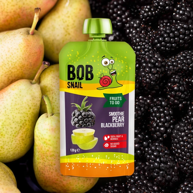 Mus owocowy 100% owoców bez dodatku cukru BOB SNAIL Gruszka Jeżyna 10х120 g_3