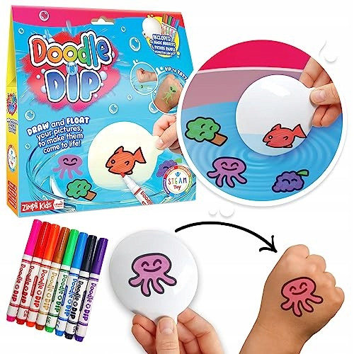 Zimpli Kids Doodle N Dip: Zestaw Tatuaży do Wody z Flamastrami