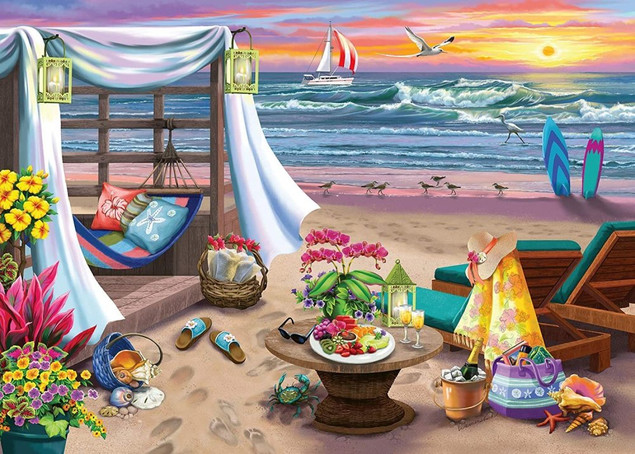 Puzzle Ravensburger Na plaży Cabana 500 elementów papierowe
