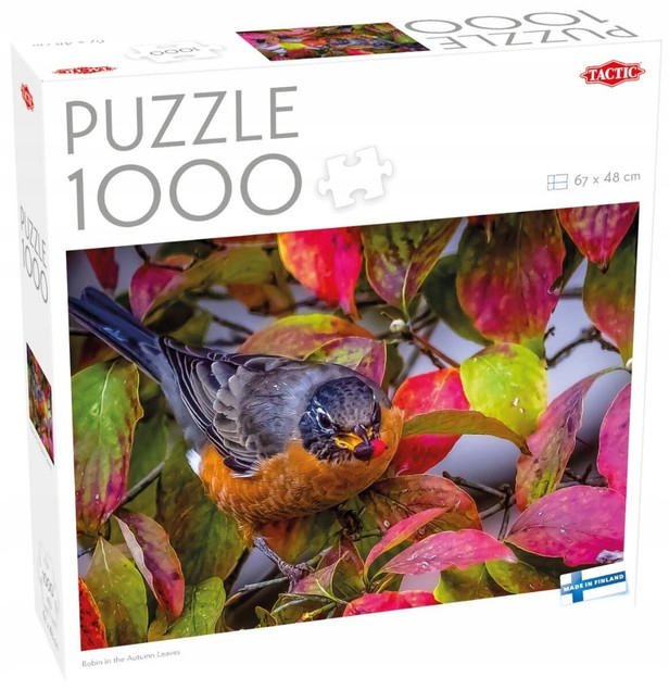 Puzzle 1000 Robin w jesiennych liściach Tactic