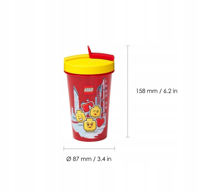 Bidon LEGO City 500 ml Czerwony z Chowaną Słomką – Bez BPA
