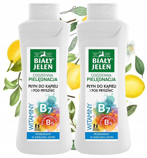 2x BIAŁY JELEŃ Płyn Do Kąpieli 750ml Hipoalergiczny z Witaminą B7, B5