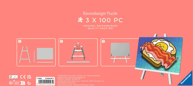 RAVENSBURGER Puzzle ze stojánkem: Denní menu 3x100 dílků