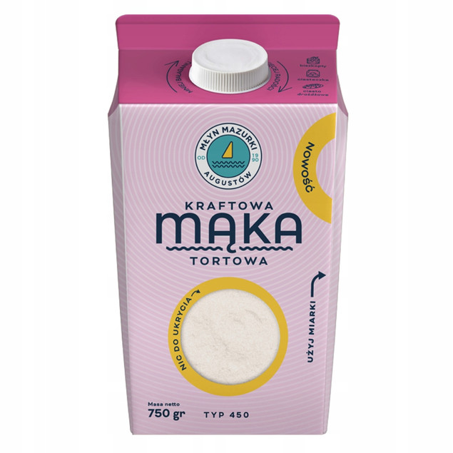 Mąka pszenna tortowa typ 450 Młyn Mazurki 750g w kartoniku