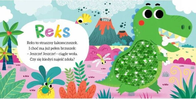 Książeczka Z Cekinami Wesołe Dinozaury Sensoryczna 0+ Aksjomat 3975
