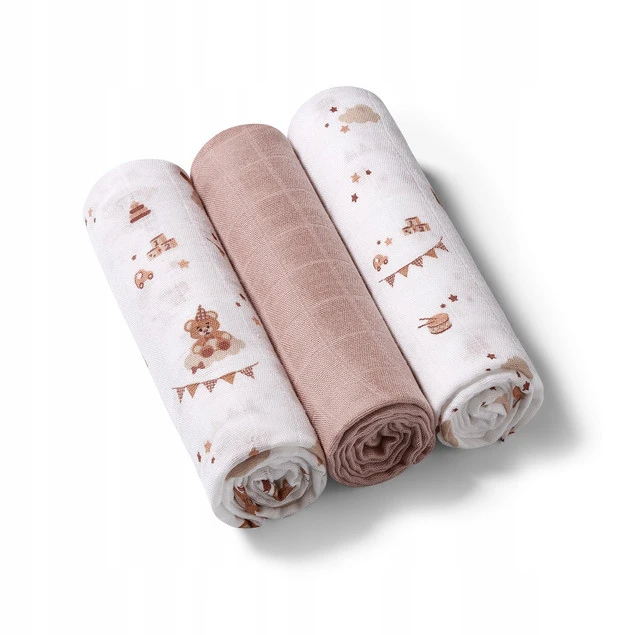 Babyono Pielucha bambusowa 70x70 3-pak brąz - obraz 1