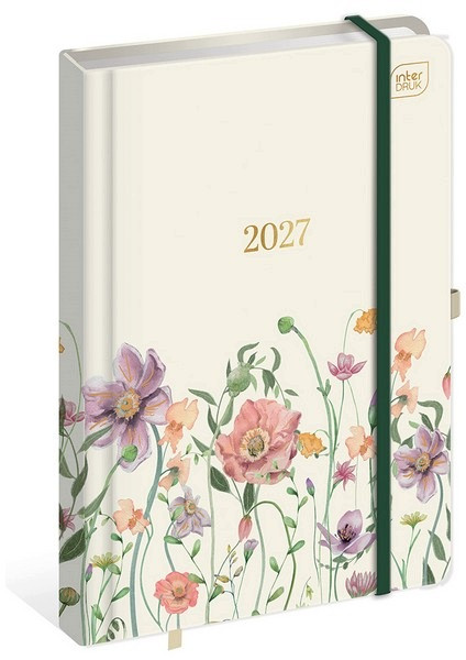 Kalendarz książkowy A5 2027 Metallic Flowers INTERDRUK
