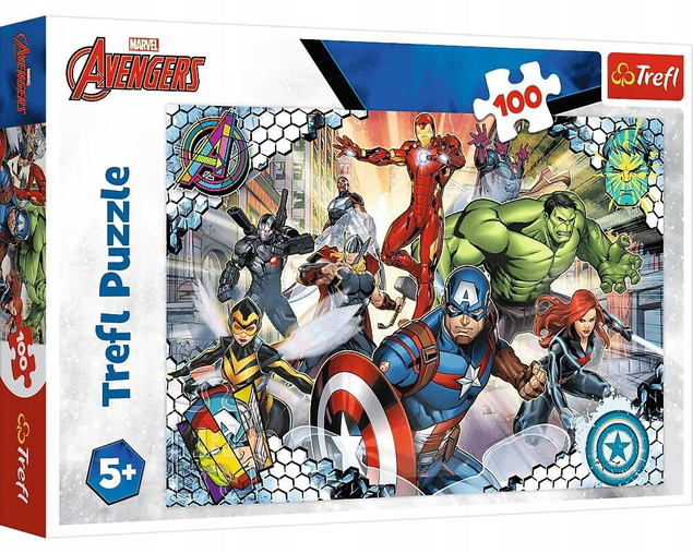 Puzzle 100 Układanka AVENGERS Iron Man Hulk THOR MARVEL 5+ Trefl 16454