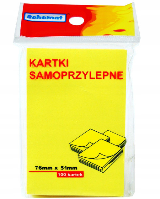 Kartki samoprzylepne Schemat 100 kartek 76x51mm żółte do notatek
