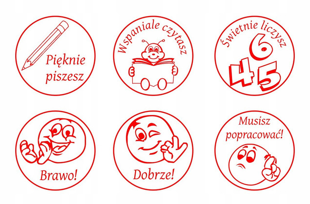 Adamigo Drewniane Stemple Buźki Emotki 6 szt. z Tusze 6946