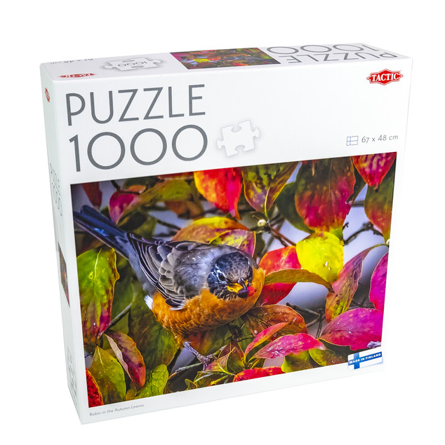 Puzzle 1000 Robin w jesiennych liściach Tactic