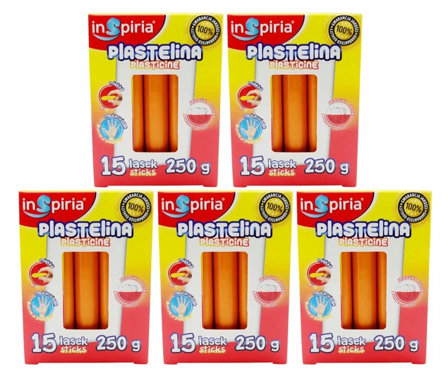 Plastelina POMARAŃCZOWA 15 Lasek Szkolna Plastyczna 250g Inspiria x5