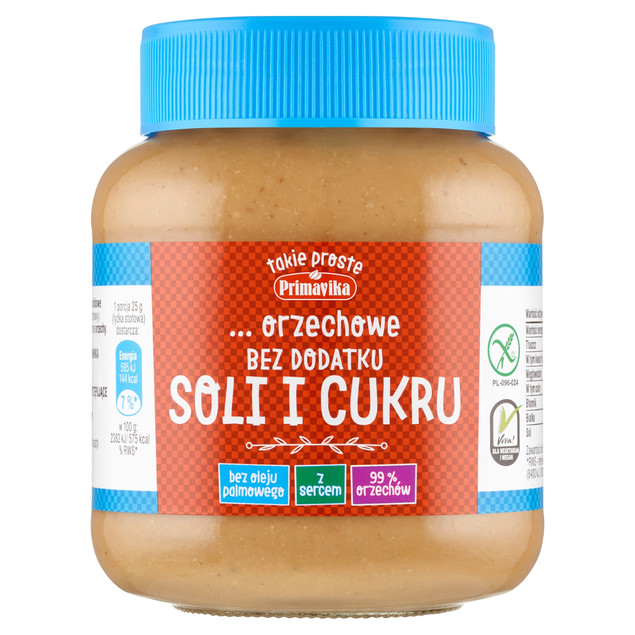 Pasta orzechowa bez dodatku soli i cukru 350 g Primavika krem