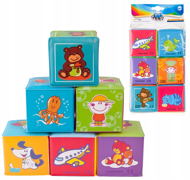 Miękkie klocki kostka edukacyjna Canpol Babies 6m+