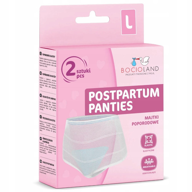 BOCIOLAND Wielorazowe MAJTKI POPORODOWE Siateczkowe Rozmiar L 2szt. BL027