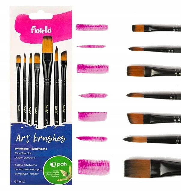 Pędzle Artystyczne NYLONOWE Pędzel 7 Sztuk Fiorello GR-PA07