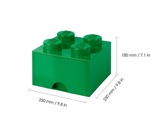 LEGO Pudełko Storage Box 4 z Szufladą Ciemnozielone