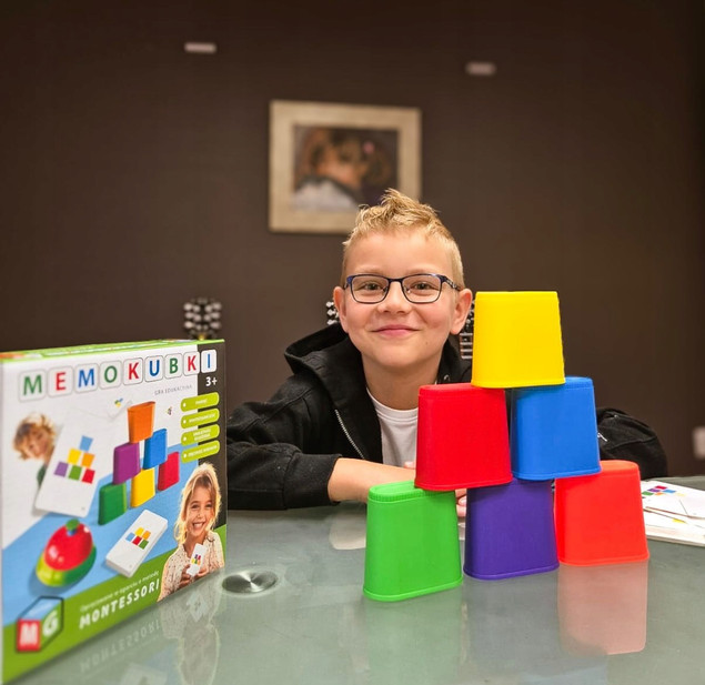 Gra Edukacyjna Montessori MEMOKUBKI 3+ Zestaw 2 Gier Kubki 2w1 Multigra