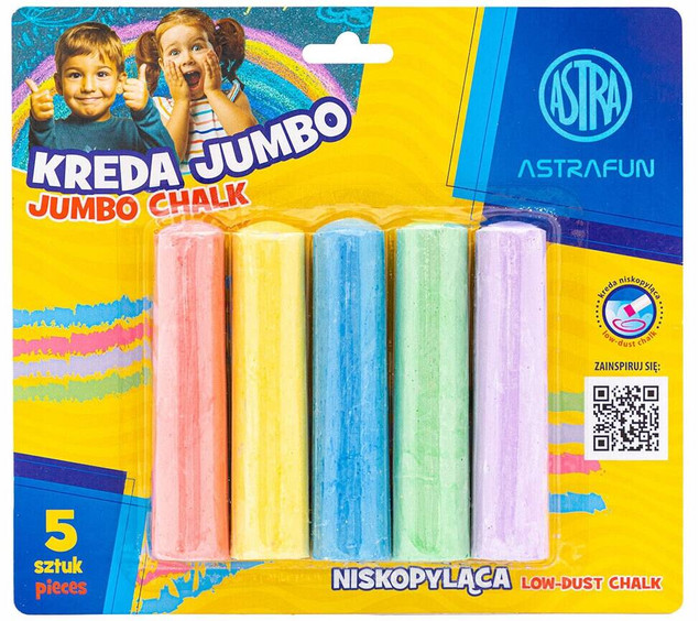 Kreda Chodnikowa Niskopyląca Jumbo Okrągła Kolorowa 5 szt. Astra