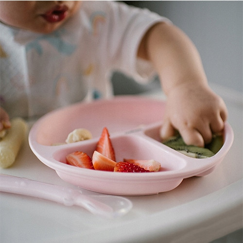 Talerzyk silikonowy z przyssawką, 3 przegródki Babyono 1482/02 różowy