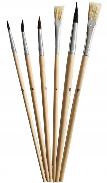 2x Bambino Pędzle Pędzelki Szkolne Zestaw Do Farb 6 Sztuk Bambino