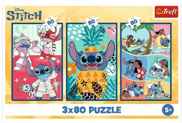 Puzzle 3x80 Świat Stitcha Trefl