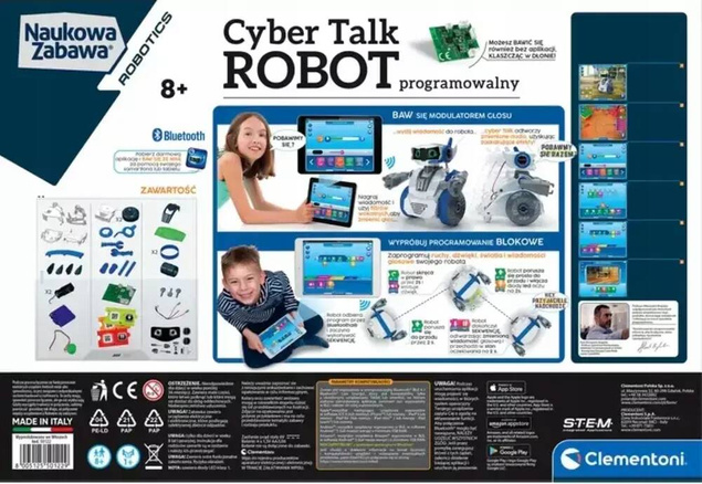 Mówiący Cyber Robot Programowalny Naukowa Zabawa Cyber Talk 8+ Clementoni