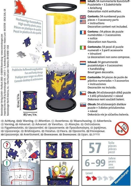 PUZZLE 3D POKEMON POJEMNIK NA PRZYBORY PIKACHU