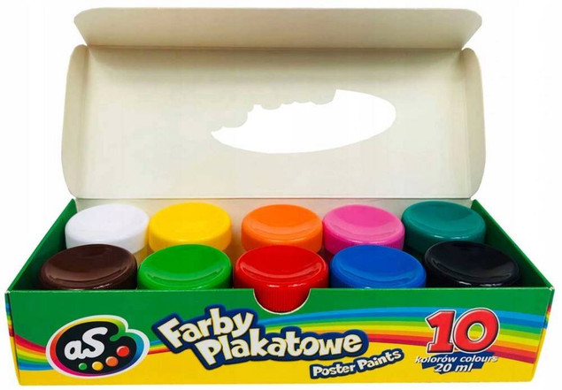 Farby plakatowe szkolne 10 kolorów 20ml Astra