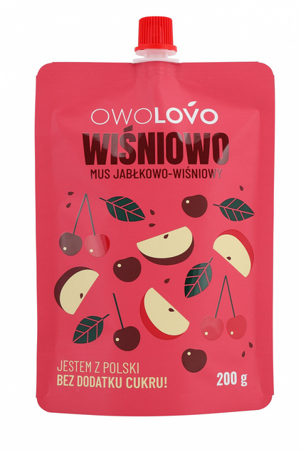 OwoLovo Wiśniowo Mus Jabłkowo-Wiśniowy Dla Dzieci 200g