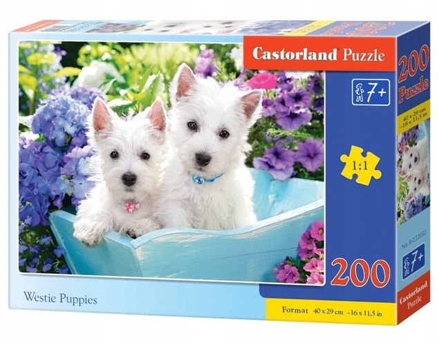 Puzzle 200 Układanka Pieski SZCZENIAKI WESTIE Pies Psy Cute 7+ Castorland