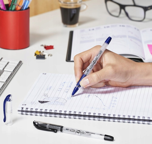 8x Długopis Żelowy 0.5 mm Czarny Gel-Ocity Stic Bic