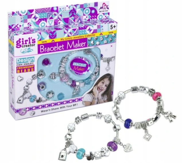 Kreatywny Zestaw do Robienia Bransoletek Charms DIY dla Dziewczynek 18 Elementów