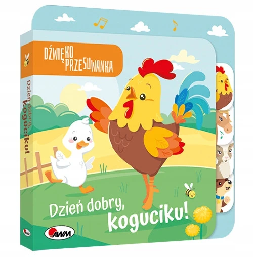 Dźwiękoprzesuwanka Dzień dobry koguciku - Książka z ruchomymi elementami dźwiękowymi