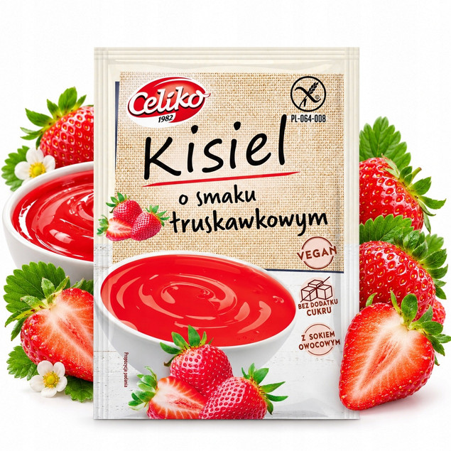Kisiel Truskawkowy BEZ CUKRU Bezglutenowy CELIKO - 40g