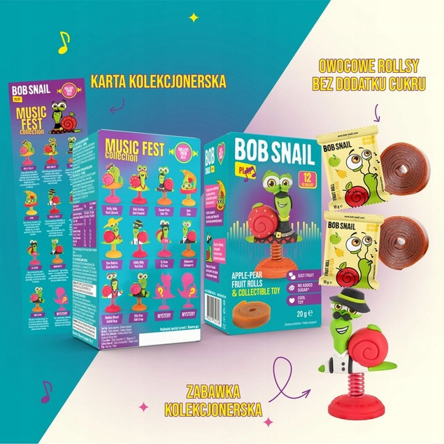 BOB SNAIL Przekąska Owocowa JABŁKO GRUSZKA Rollsy + Zabawka Bez Cukru