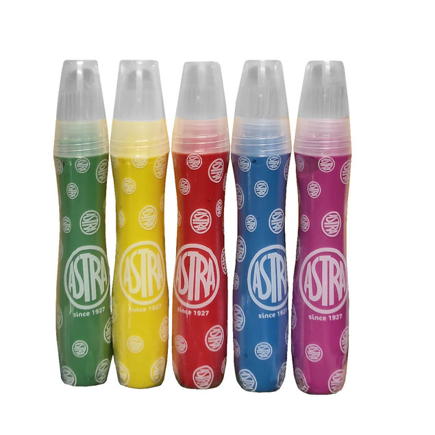 ASTRA Farby Plakatowe w Tubie Tubkach z Pędzelkiem 5 Kolorów Bezpieczne 3+