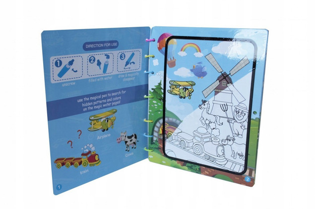 ASKATO Książeczka Wodna z Pisakiem Magic Water Pojazdy Malowanka Edukacyjna
