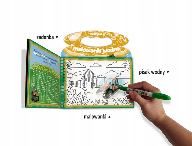 Zadanki i malowanki wodne: Pojazdy na wsi