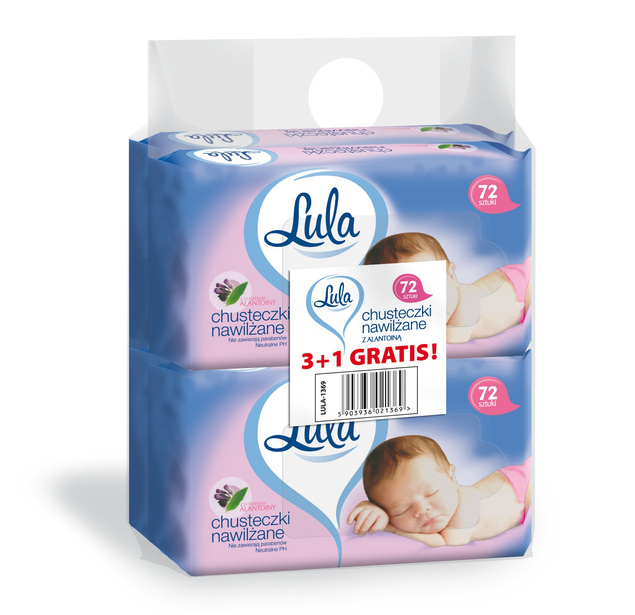 LULA Chusteczki Nawilżane z ALANTOINĄ 4 x 72 szt.