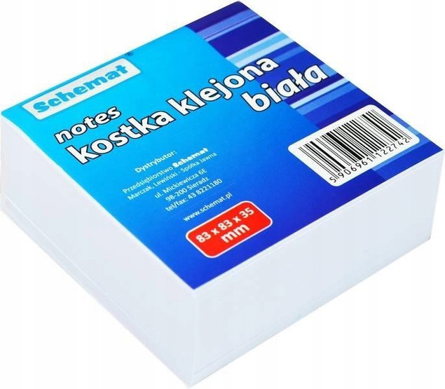 SCHEMAT NOTES 83x83x35MM KOSTKA NIEKLEJONA KOLOROWA BIUROWA PAPIEROWA KARTKI