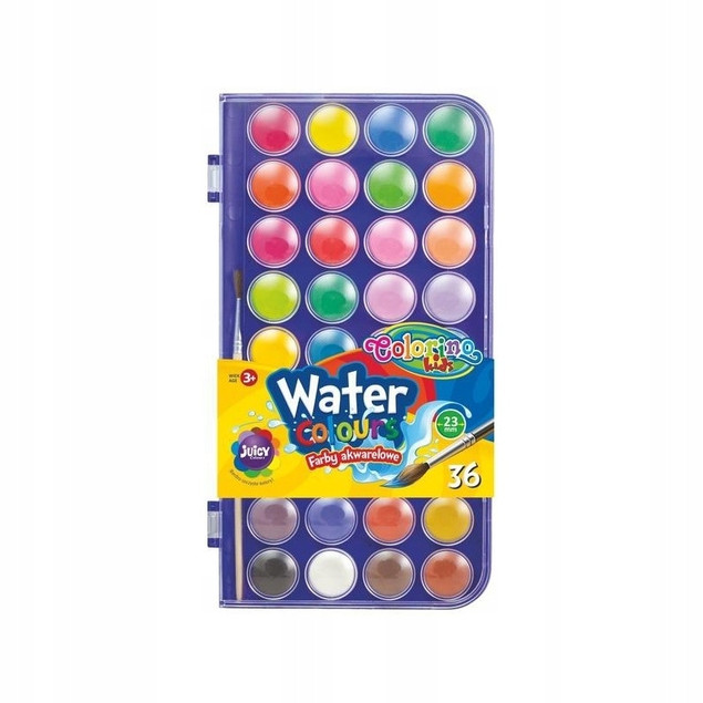 Farby Akwarelowe Szkolne Duża Pastylka 36 Kolorów Colorino 67324